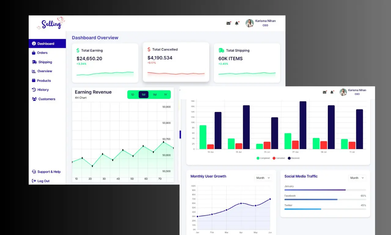 Professional Admin Dashboard
