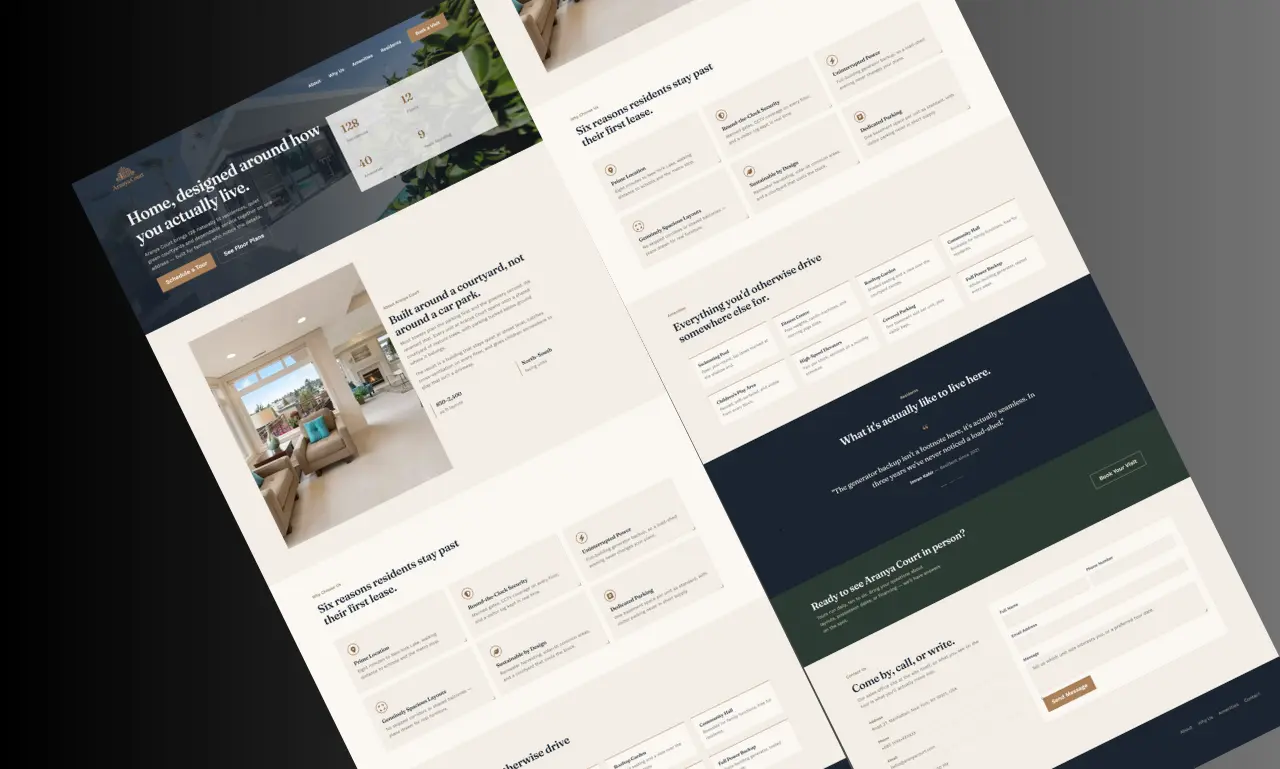 Aranya Court – Modern Apartment Landing Page