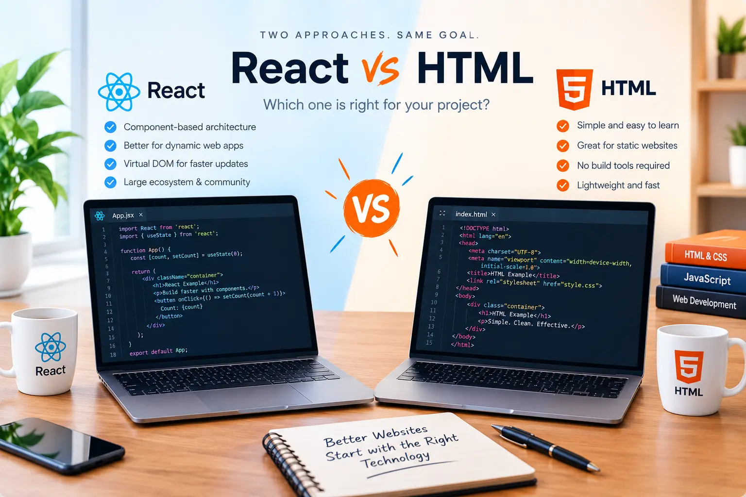 React vs static HTML for business websites