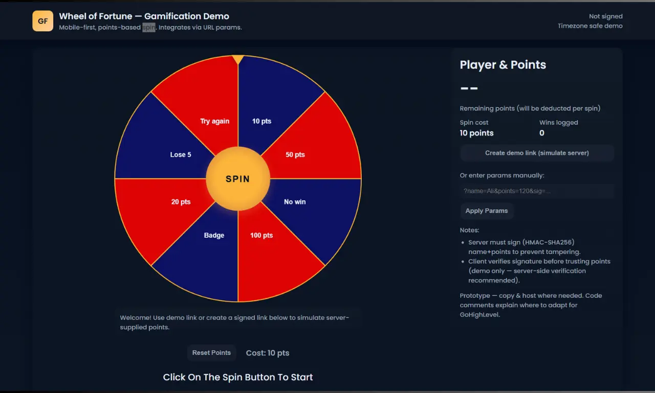 Wheel of Fortune – Gamification Demo